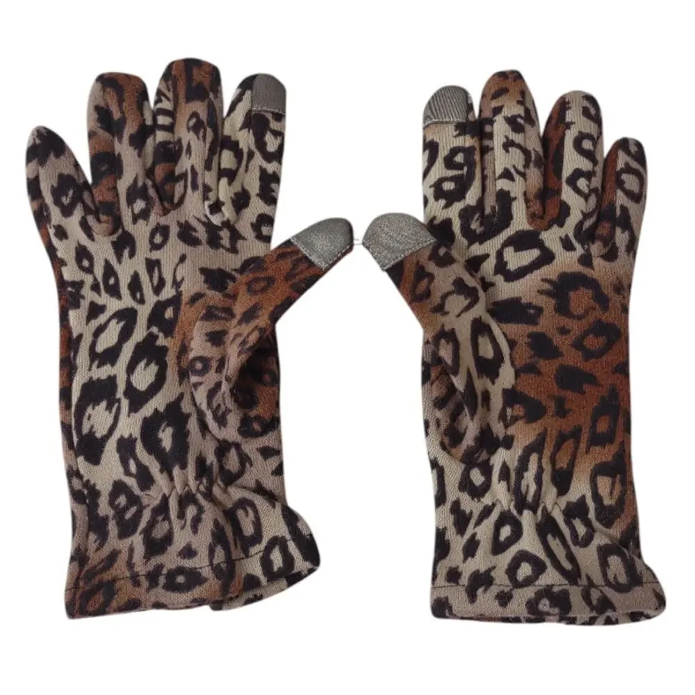 Animal Print Gloves Touch Screen Tech Fingers Size L Cheetah Print Unisex Zipper